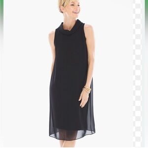 Chico's Sheer Overlay Mock Neck Dress Black Size 3 US 16 L